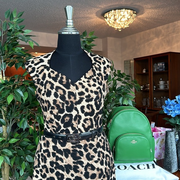 Ellen Tracy Size Small Leopard Print Sheath Dress Office Career Work - Picture 2 of 11